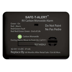 SafeTAlert 62 Series Carbon Monoxide Alarm 12V RV Surface Mount Black 62541BL