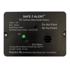 SafeTAlert 62 Series Carbon Monoxide Alarm 12V RV Flush Mount Black 62542BL