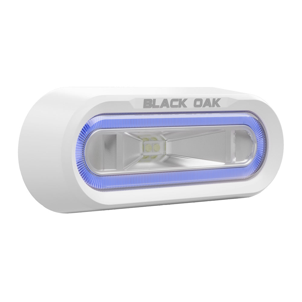 Black Oak Low Pro Off Road Spreader Light Bracket Mount White Housing Blue LED MLPSB