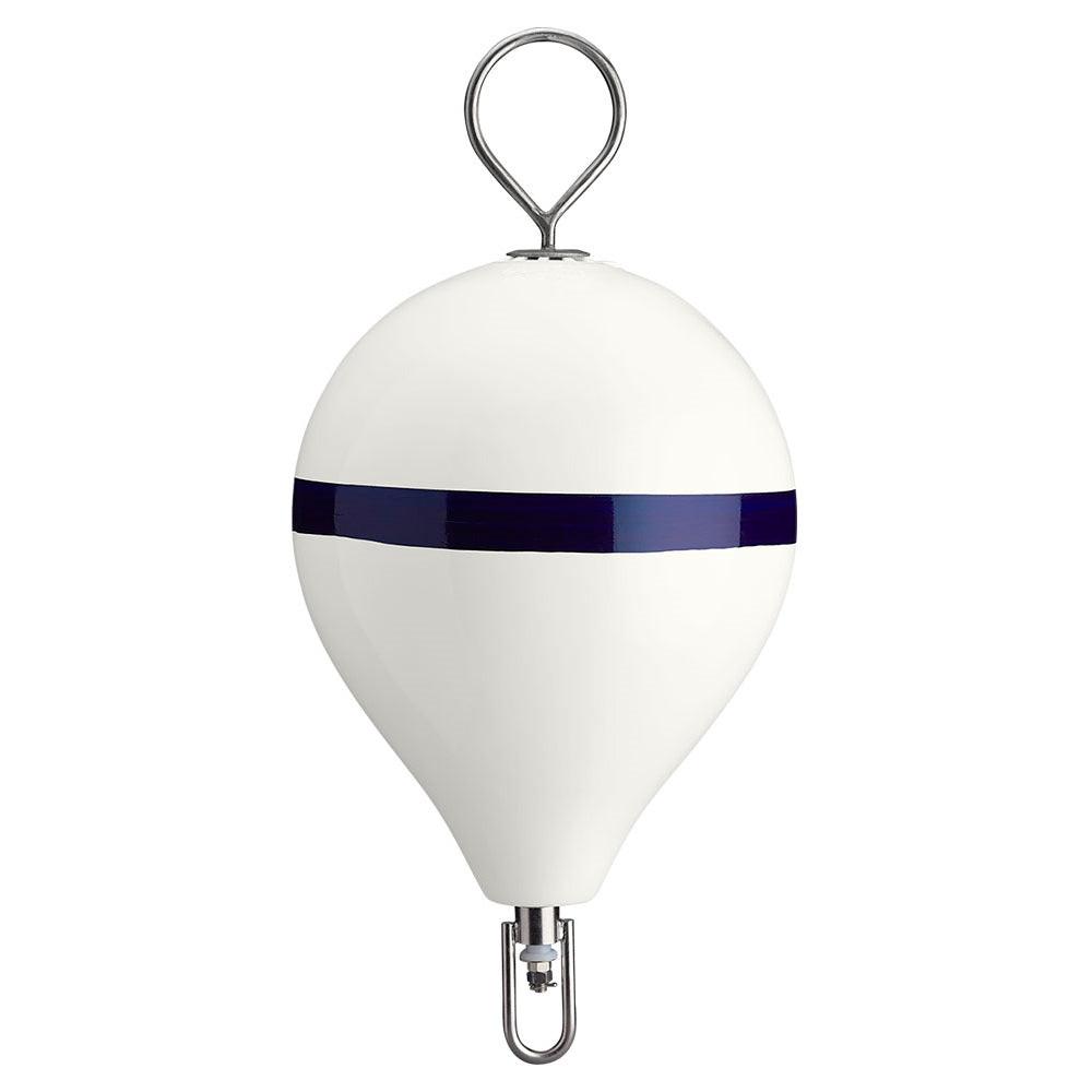 Polyform 17 CM Mooring Buoy wSS Iron White Blue Stripe CM3SS WHT WSTRSS