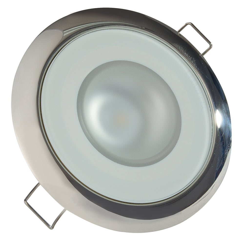 Lumitec Mirage Flush Mount Down Light Glass FinishPolished SS Bezel Warm White Dimming 113119