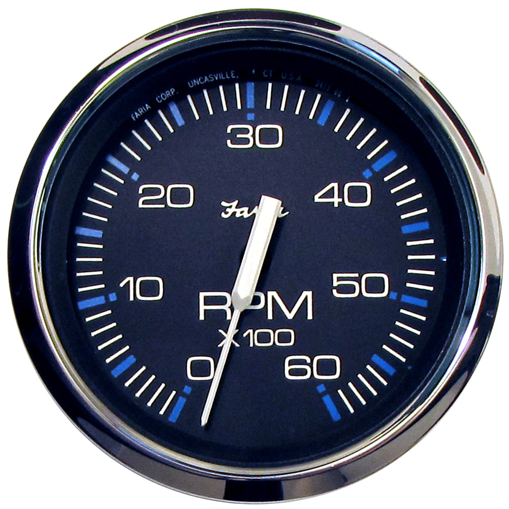 Faria Chesapeake Black 4 Tachometer 6000 RPM Gas Inboard IO 33710