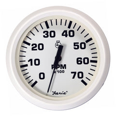Faria Dress White 4 Tachometer 7000 RPM Gas All Outboards 33104