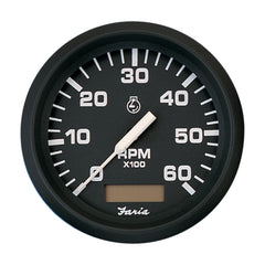 Faria Euro Black 4 Tachometer wHourmeter 6000 RPM Gas Inboard 32832