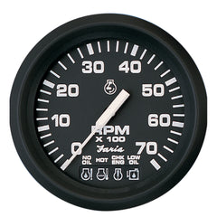 Faria Euro Black 4 Tachometer wSystemcheck 7000 RPM Gas f Johnson Evinrude Outboard 32850