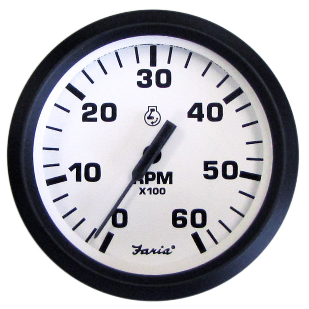 Faria Euro White 4 Tachometer 6000 RPM Gas Inboard IO 32904