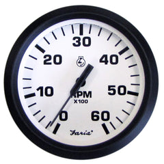 Faria Euro White 4 Tachometer 6000 RPM Gas Inboard IO 32904