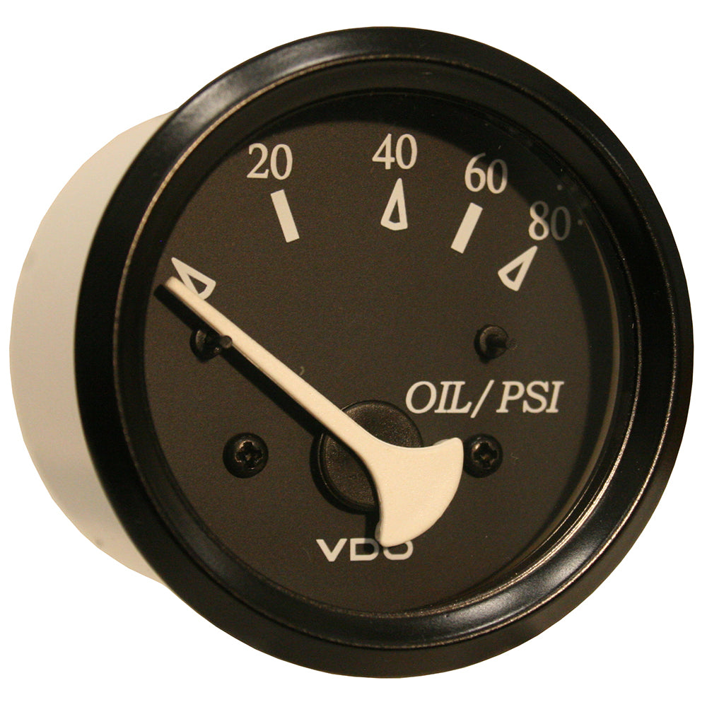 VDO Cockpit Marine Oil Pressure Gauge 80 PSI Black DialBezel 35011800