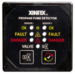 FireboyXintex Propane Fume Detector Alarm w2 Plastic Sensors Solenoid Valve Square Black Bezel Display P2BSR