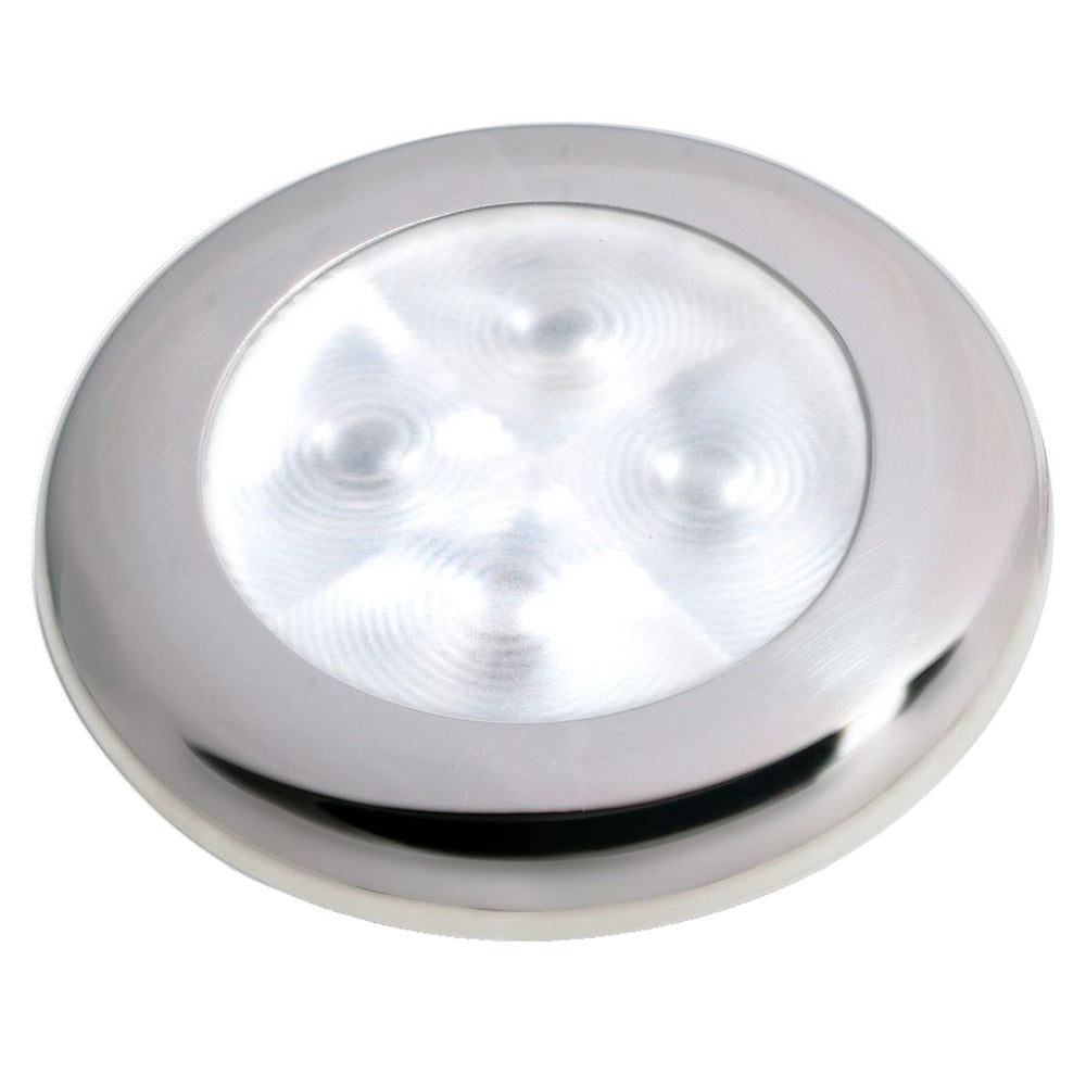 Hella Marine Slim Line LED Enhanced Brightness Round Courtesy Lamp White LED Stainless Steel Bezel 12V 980500521