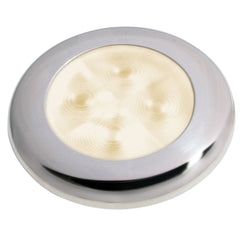 Hella Marine Slim Line LED Enhanced Brightness Round Courtesy Lamp Warm White LED Stainless Steel Bezel 12V 980500721