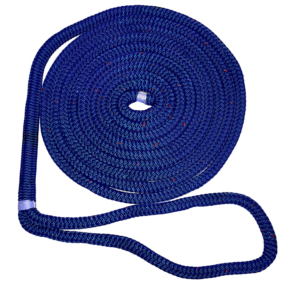 New England Ropes 38 Double Braid Dock Line Blue wTracer 25 C50531200025