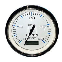 Faria Chesapeake White SS 4 Tachometer wHourmeter 4000 RPM Diesel Mech Takeoff Var Ratio Alt 33834