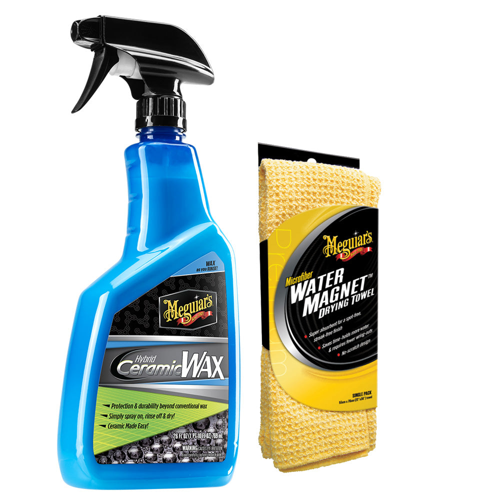 Meguiars Hybrid Ceramic Wax wWater Magnet Microfiber Drying Towel 22 x 30 G190526X2000KIT