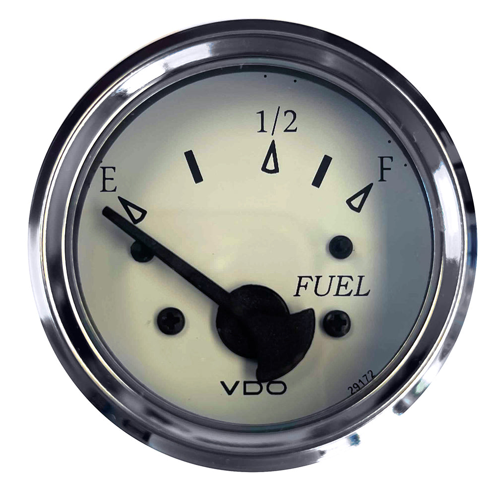 VDO Cockpit Marine 52MM 2116 Fuel Level Gauge White DialChrome Bezel 30115278