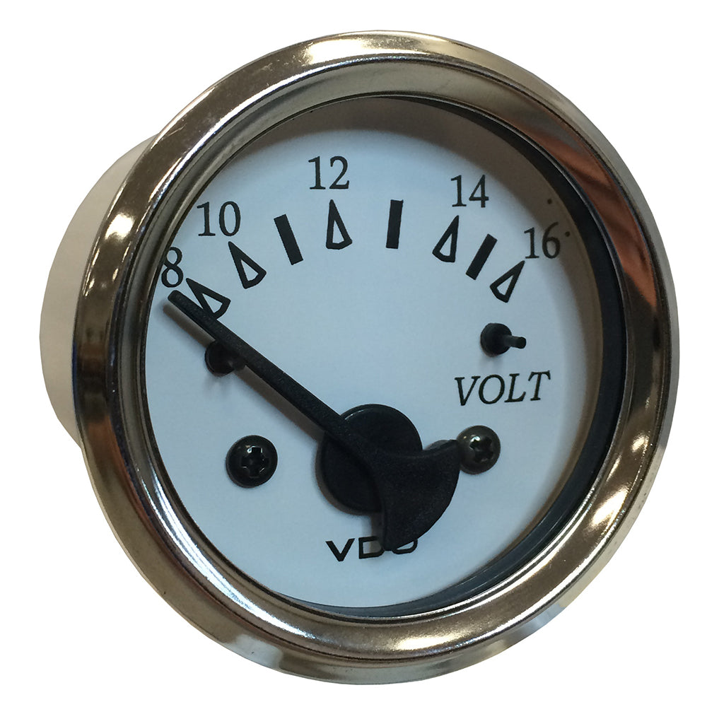 VDO Cockpit Marine 52MM 2116 Voltmeter White DialChrome Bezel 33215282