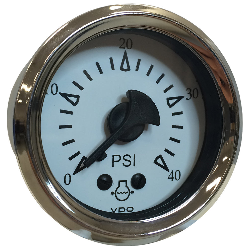 VDO Cockpit Marine 52MM 2116 Mechanical Water Pressure Gauge White DialChrome Bezel 15015283