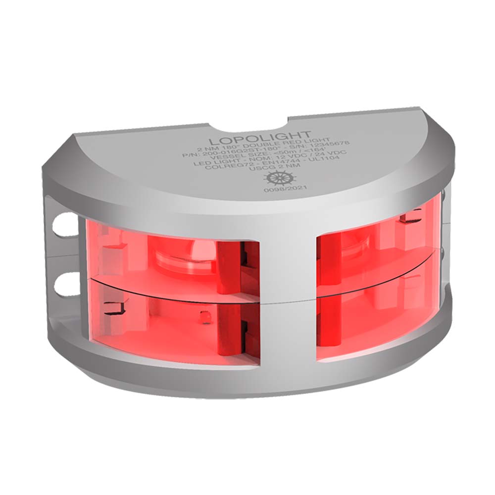 Lopolight Series 200016 Double Stacked Navigation Light 2NM Vertical Mount Red Silver Housing 200016G2ST