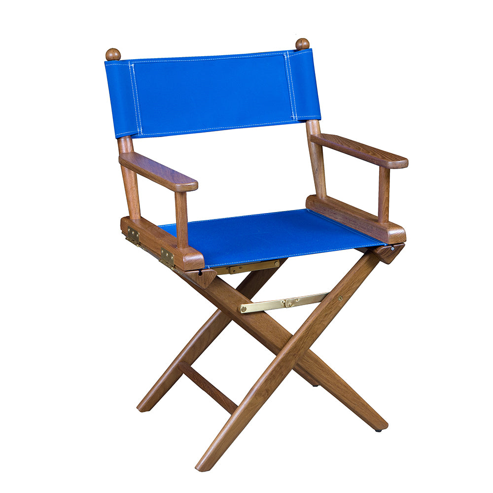 Whitecap Directors Chair wBlue Seat Covers Teak 60041