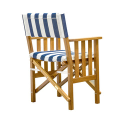 Whitecap Directors Chair II wNavy White Cushion Teak 61050