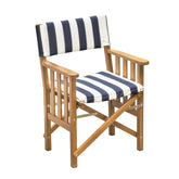 Whitecap Directors Chair II wNavy White Cushion Teak 61050
