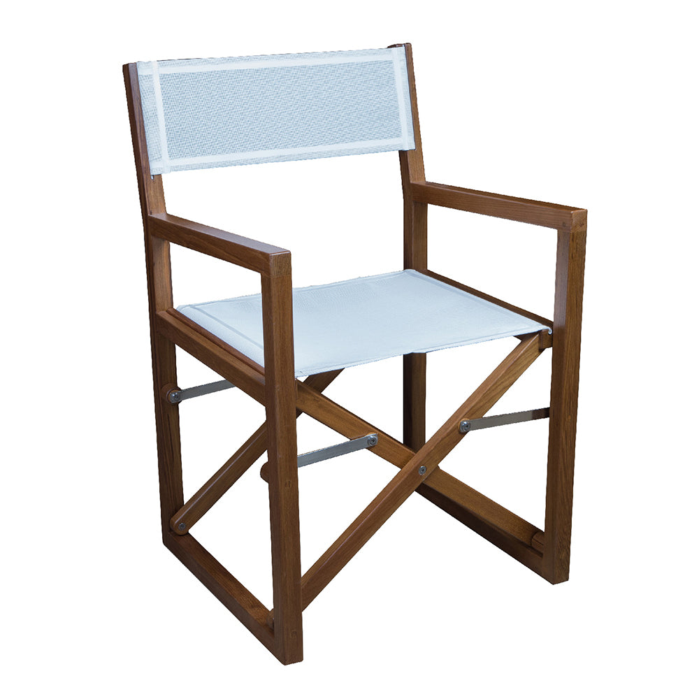 Whitecap Directors Chair wWhite Batyline Fabric Teak 63061