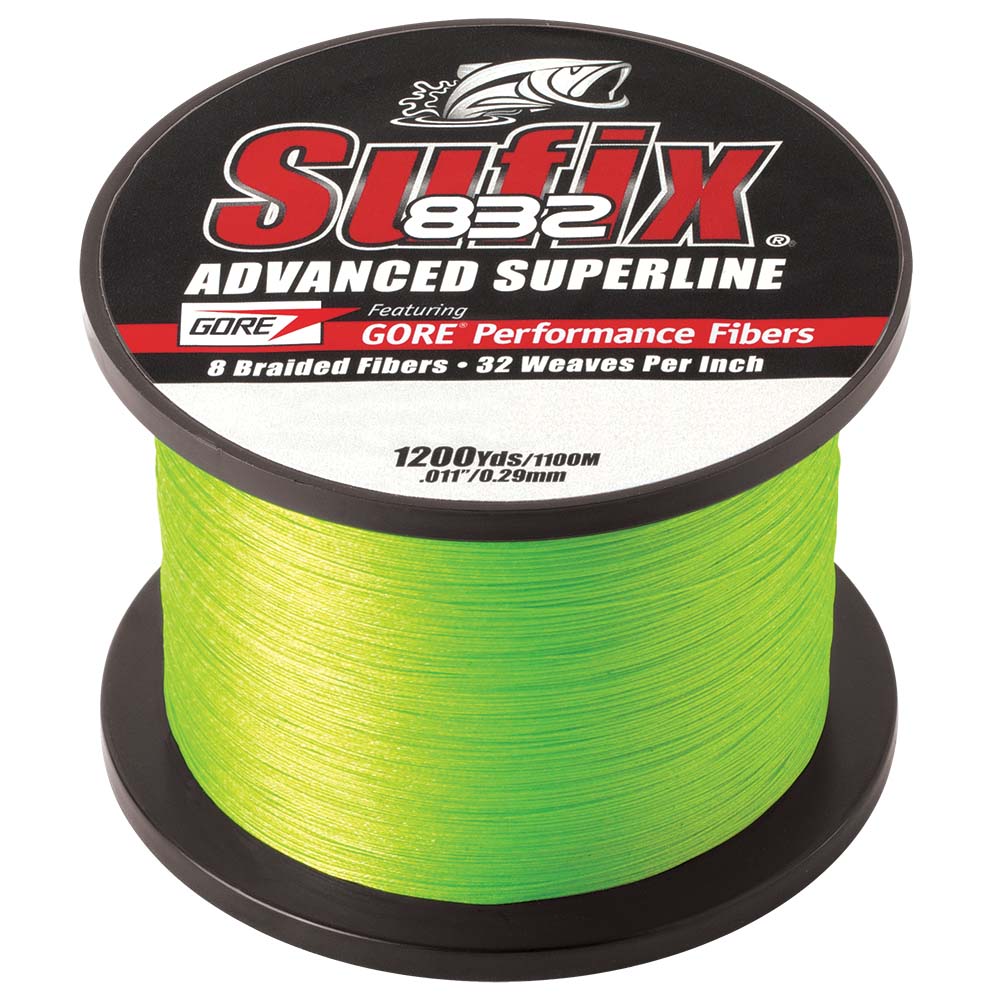 Sufix 832 Advanced Superline Braid 30lb Neon Lime 1200 yds 660330L