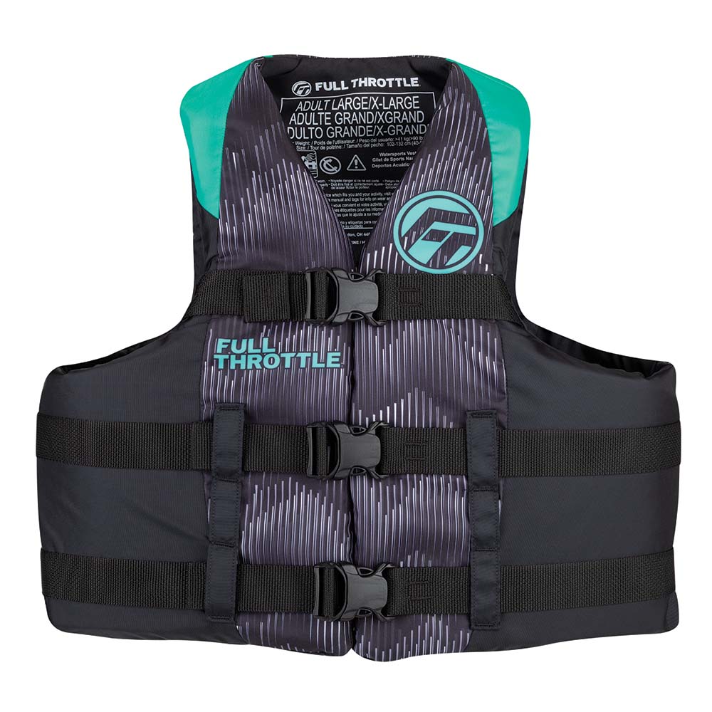 Full Throttle Adult Nylon Life Jacket LXL AquaBlack 11220050505022