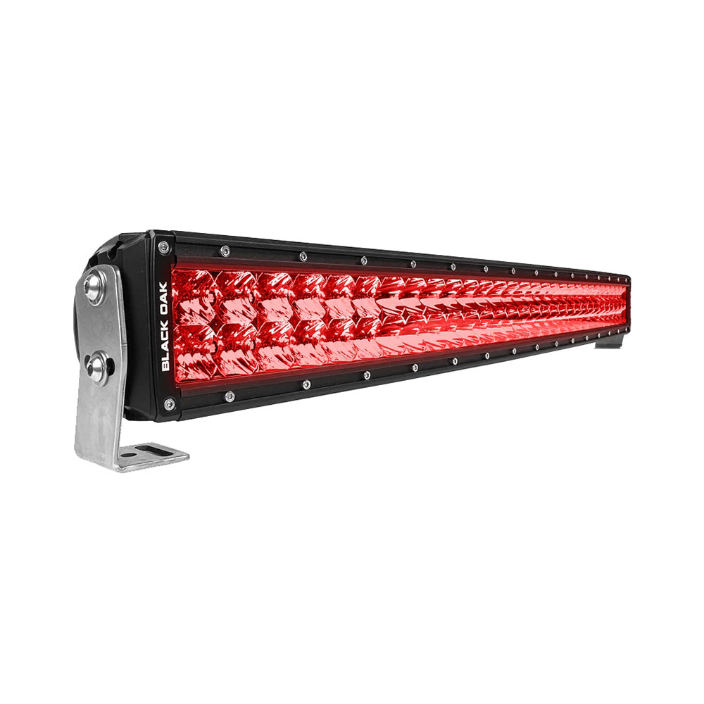 Black Oak 30 Curved Double Row Red LED Predator Hunting Light Bar Combo Optics Black Housing Pro Series 30 30CRD3OS