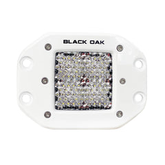 Black Oak 2 Marine Flush Mount LED Pod Light Diffused Optics White Housing Pro Series 30 2DMFPOD10CR