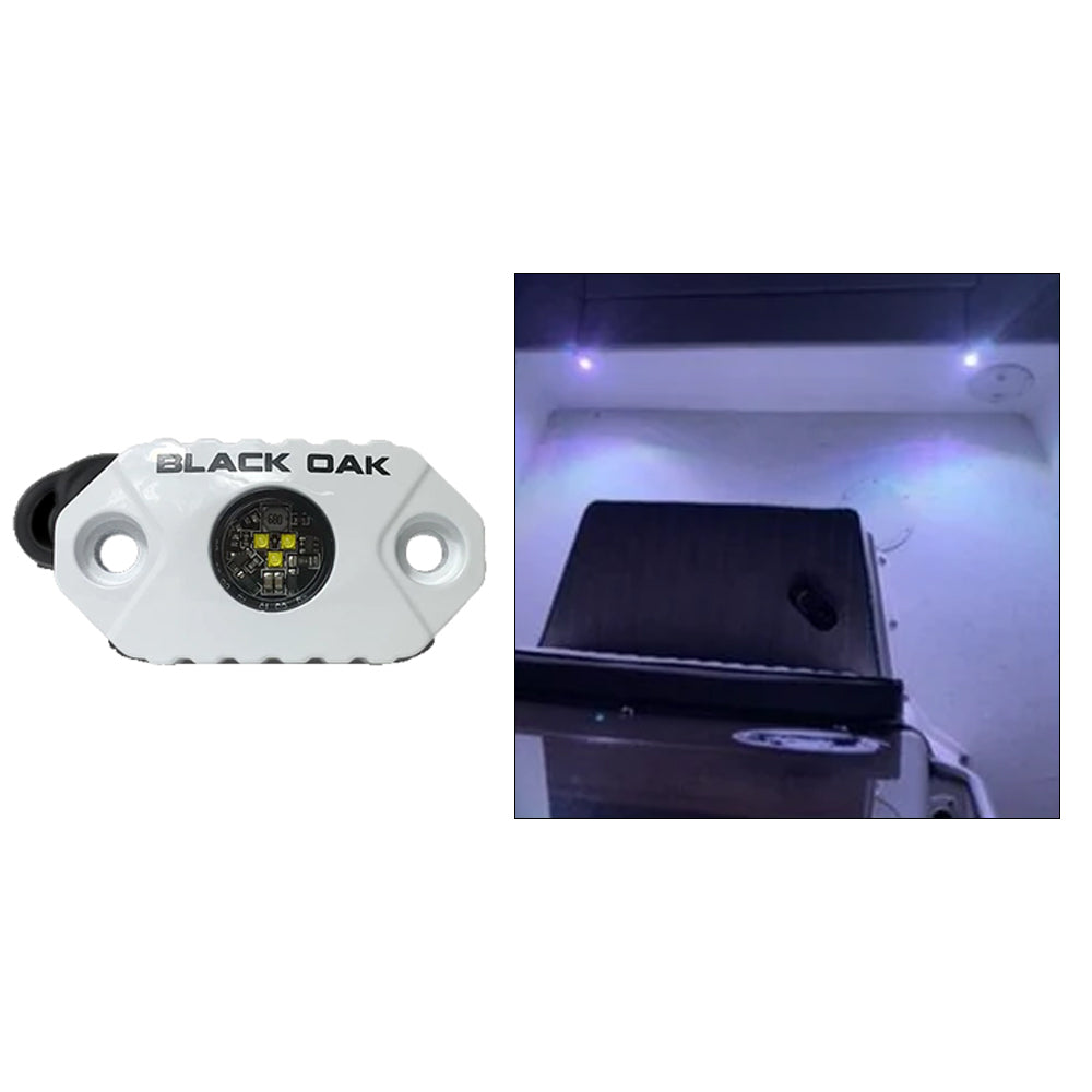 Black Oak Rock Accent Light White LEDs White Housing MALW