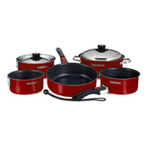 Magma Nestable 10 Piece Induction NonStick Enamel Finish Cookware Set Magma Red A10366MR2IN