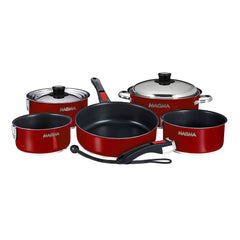 Magma Nestable 10 Piece Induction NonStick Enamel Finish Cookware Set Magma Red A10366MR2IN
