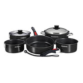 Magma Nestable 10 Piece Induction NonStick Enamel Finish Cookware Set Jet Black A10366JB2IN