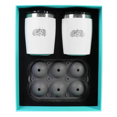 Toadfish NonTipping 10oz White Rocks Tumblers wIce Ball Tray 2 Tumblers 1119