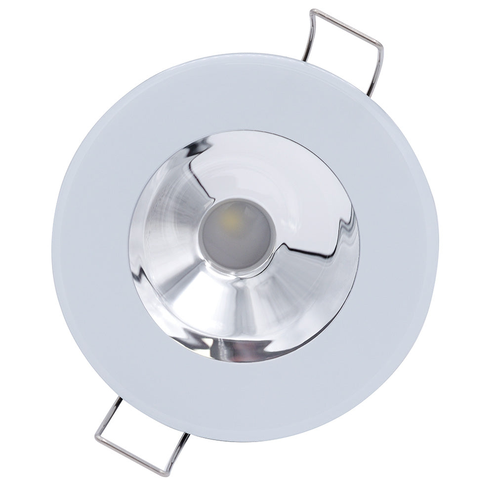 Lumitec Illusion Flush Mount LED Down Light  Warm White  Dimming  White Housing  Chrome Reflector 117139