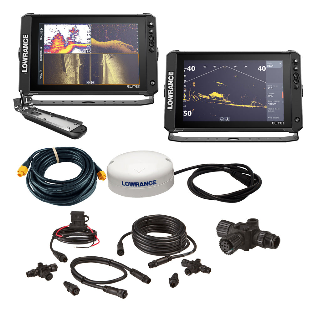 Lowrance Elite FS 12 BOAT in A BOX with Active Imaging 3in1  2 Displays TD GPS Antenna Starter Kit 25 Ethernet Cable