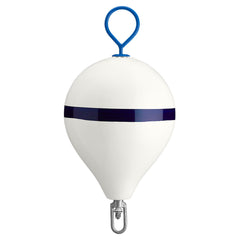 Polyform 17 CM Mooring Buoy wGalvanized Iron  White Blue Stripe CM3 WHITE WSTRIP