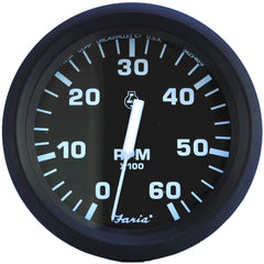 Faria Euro Black 4 Tachometer  6000 RPM Gas  Inboard  IO 32804