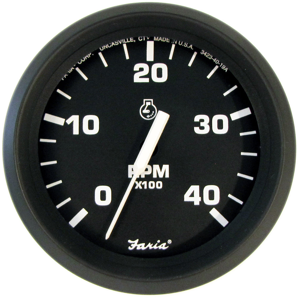 Faria Euro Black 4 Tachometer  4000 RPM Diesel Mechanical Takeoff 32842