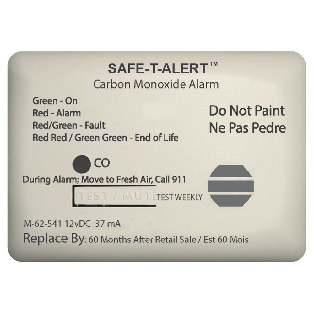 SafeTAlert 62 Series Carbon Monoxide Alarm  12V  62541Marine Surface Mount  White 62541MARINE