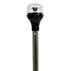 Attwood LightArmor AllAround Light  20 Aluminum Pole  Black Vertical Composite Base wAdapter 5551PA207