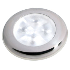 Hella Marine Slim Line LED Enhanced Brightness Round Courtesy Lamp  White LED  Stainless Steel Bezel  12V 980500521