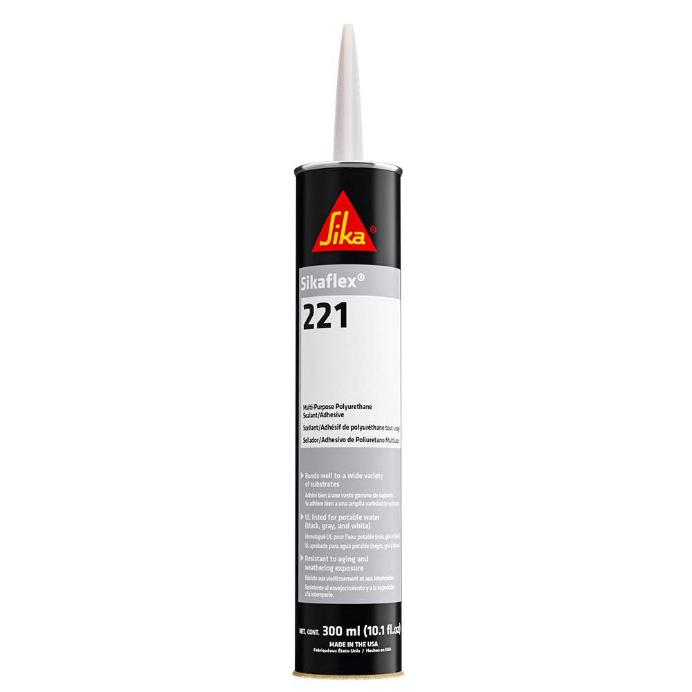 Sika Sikaflex 221 MultiPurpose Polyurethane SealantAdhesive  103oz300ml Cartridge  Black 90893