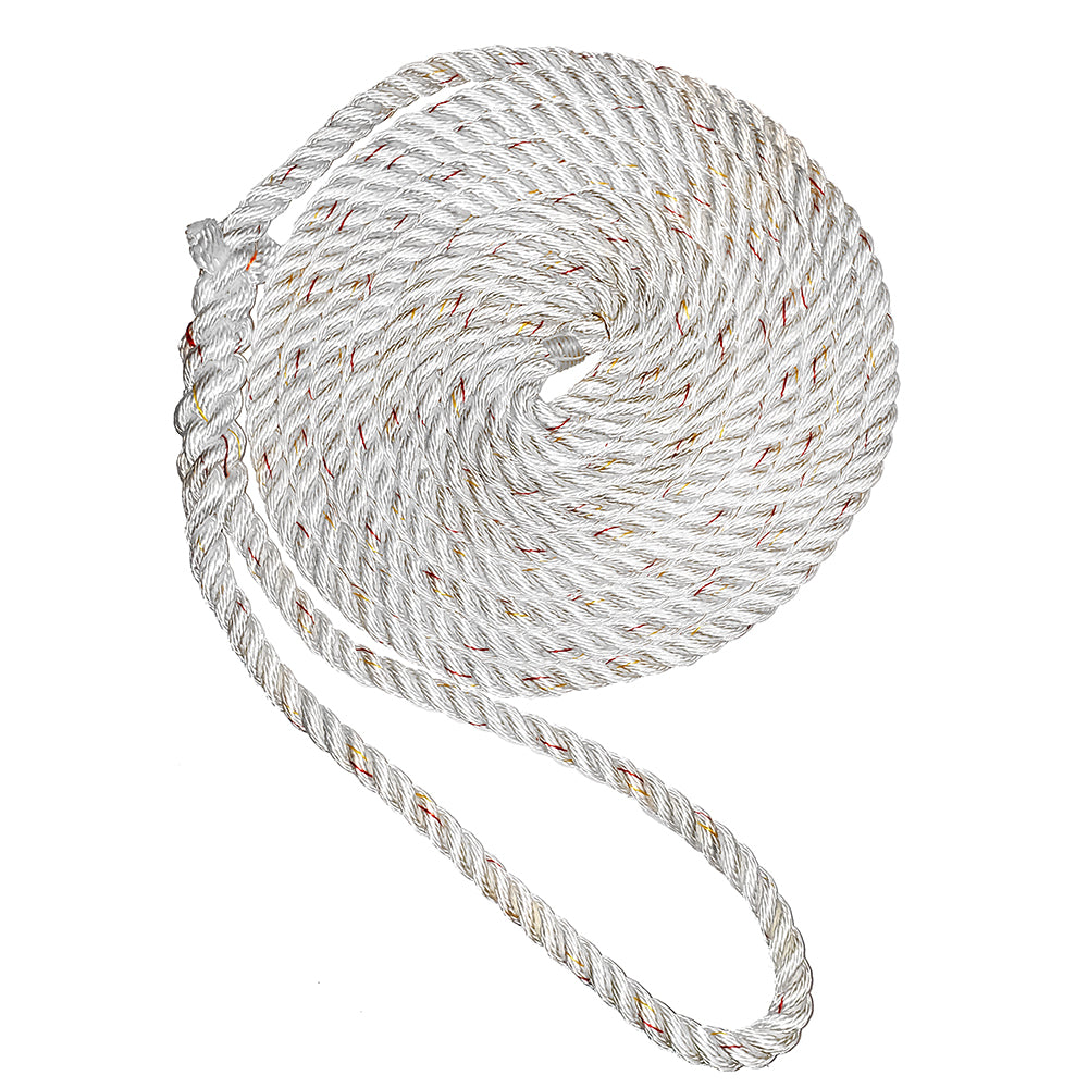 New England Ropes 58 Premium 3Strand Dock Line  White wTracer  15 C60502000015