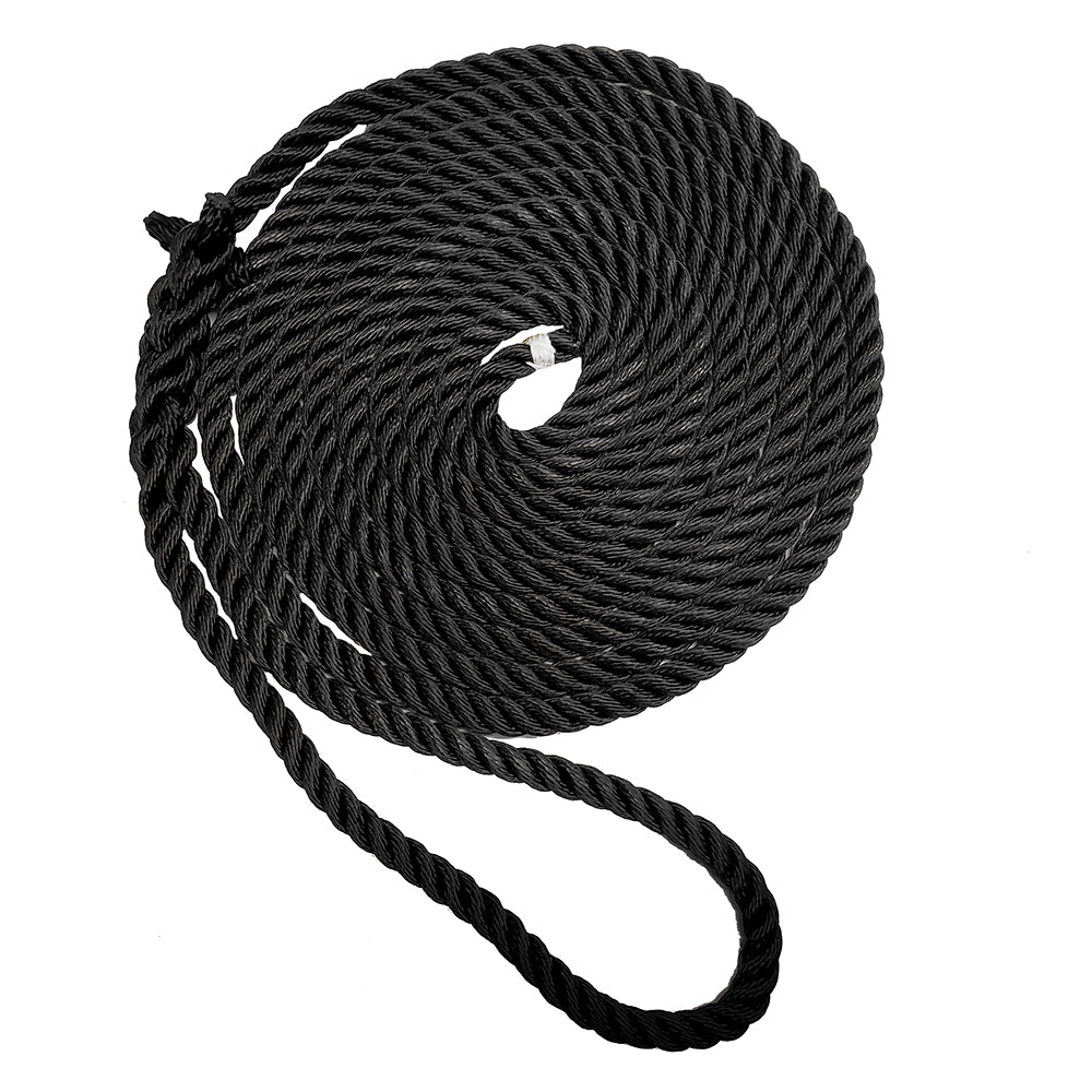 New England Ropes 34 Premium 3Strand Dock Line  Black  35 C60542400035