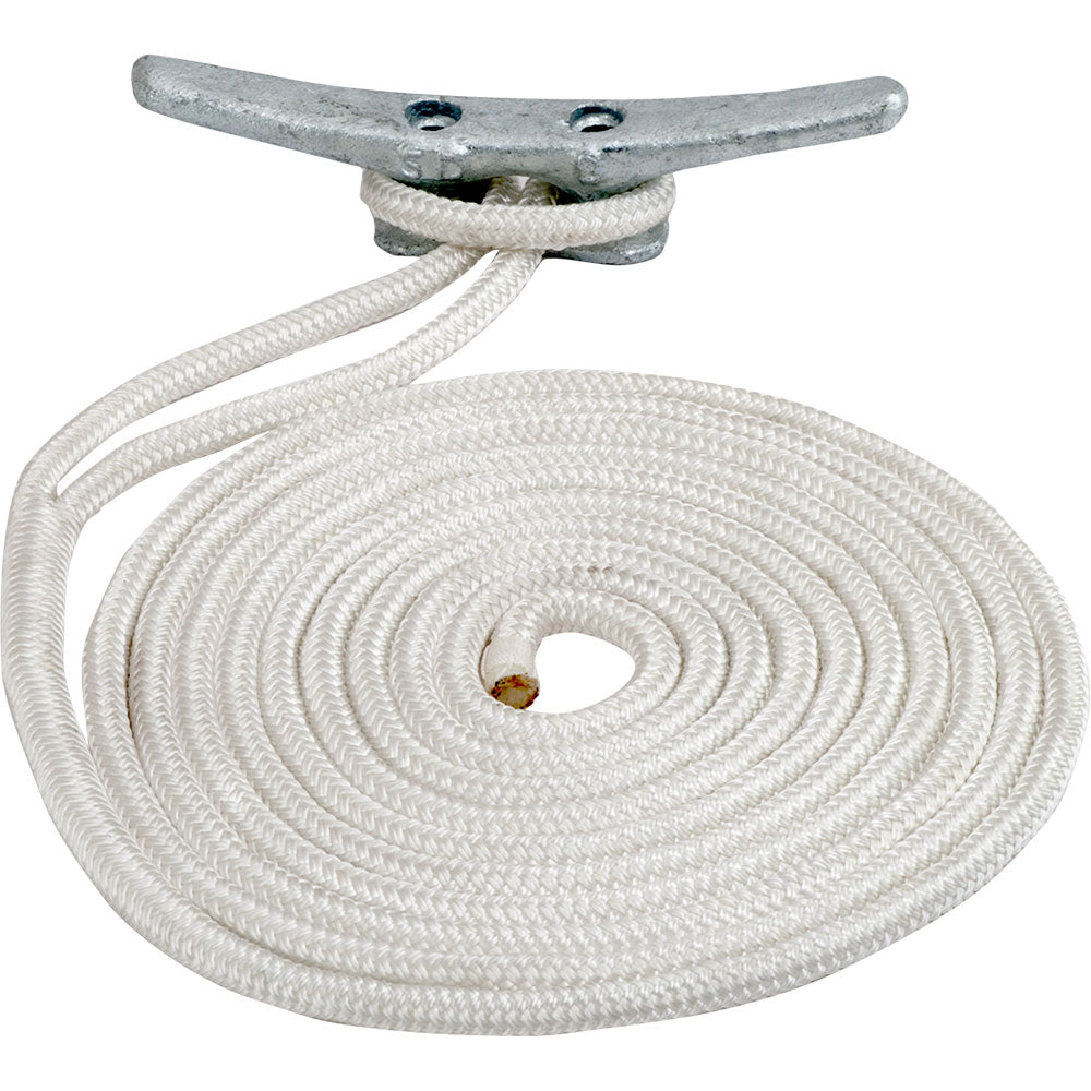 SeaDog Double Braided Nylon Dock Line  12 x 10  White 302112010WH1
