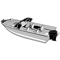 Carver Performance PolyGuard Wide Series StyledtoFit Boat Cover f185 Aluminum VHull Boats wWalkThru Windshield  Grey