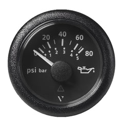 Veratron 52MM 2116 ViewLine Oil Pressure Gauge 80 PSI5 Bar  Black Dial  Round Bezel A2C59514128