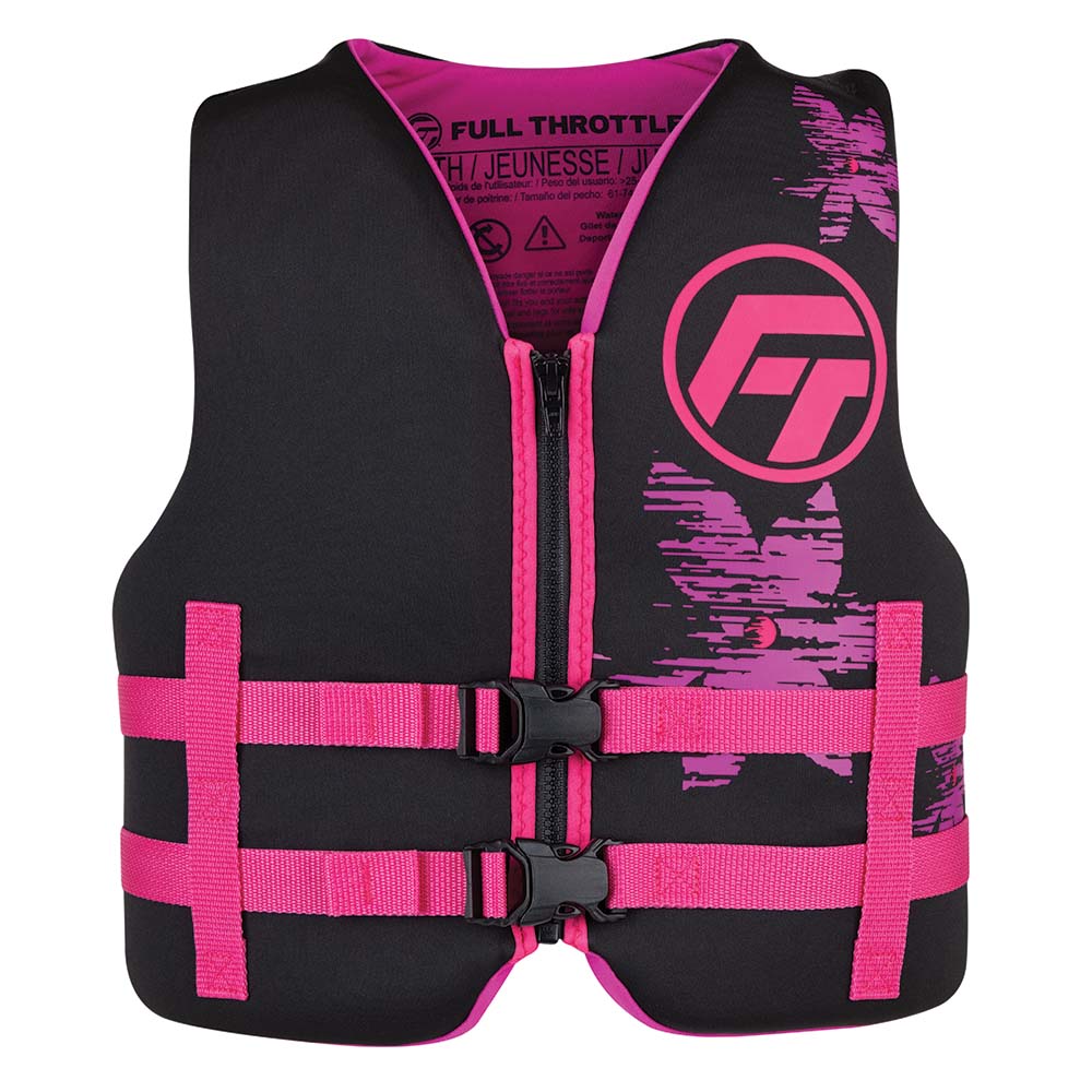 Full Throttle Youth RapidDry Life Jacket  PinkBlack 14210010500222
